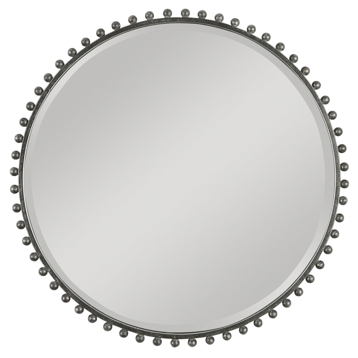 Taza Round Iron Mirror – Distressed Black