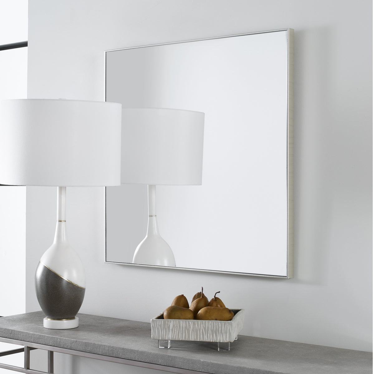 Alexo Square Mirror – Brushed Silver