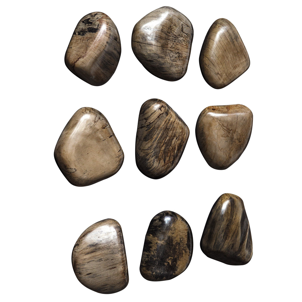 Pebbles Walnut Wood Wall Décor – Set of 9
