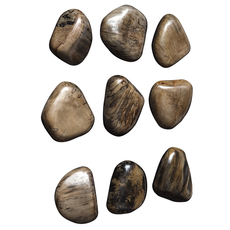Pebbles Walnut Wood Wall Décor – Set of 9