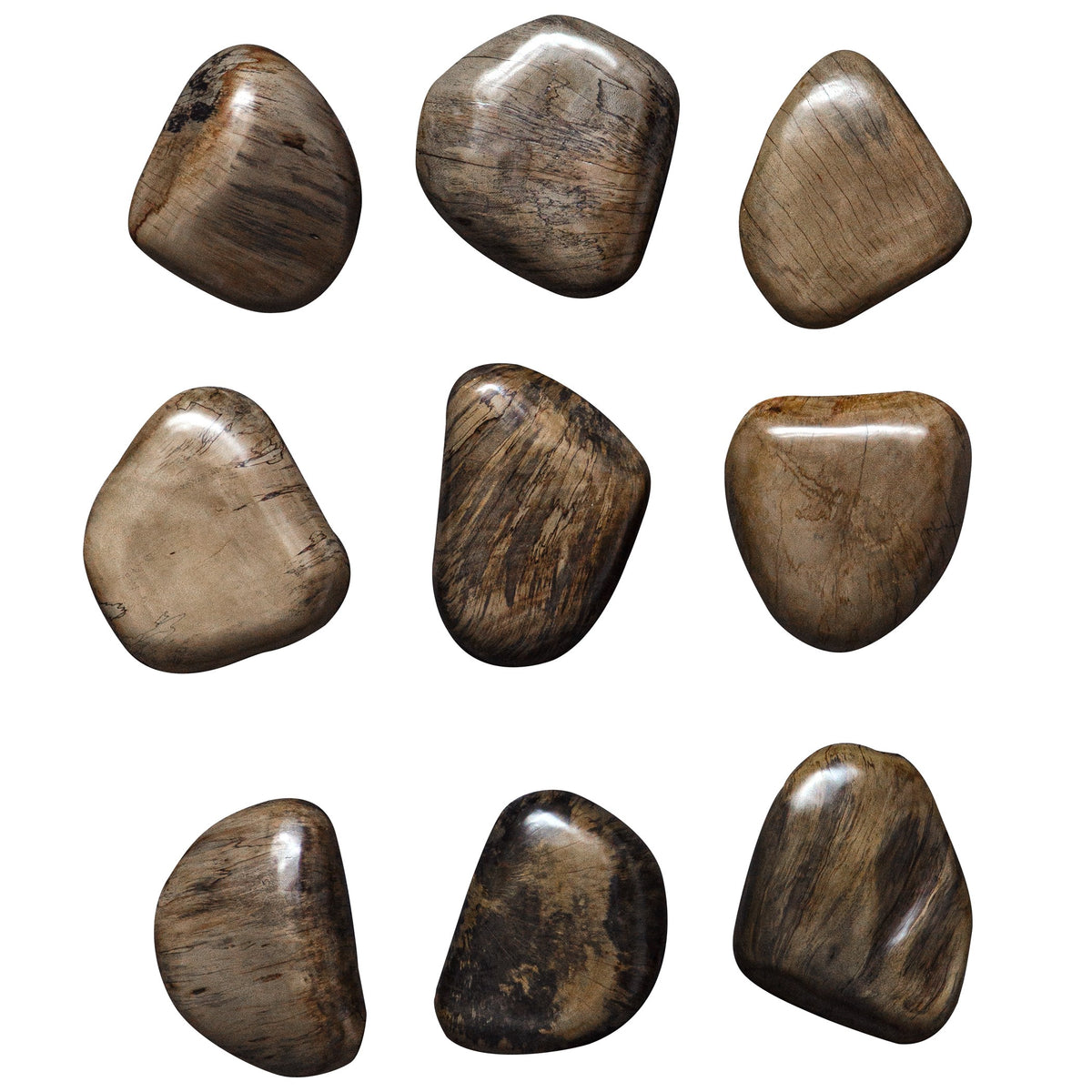 Pebbles Walnut Wood Wall Décor – Set of 9