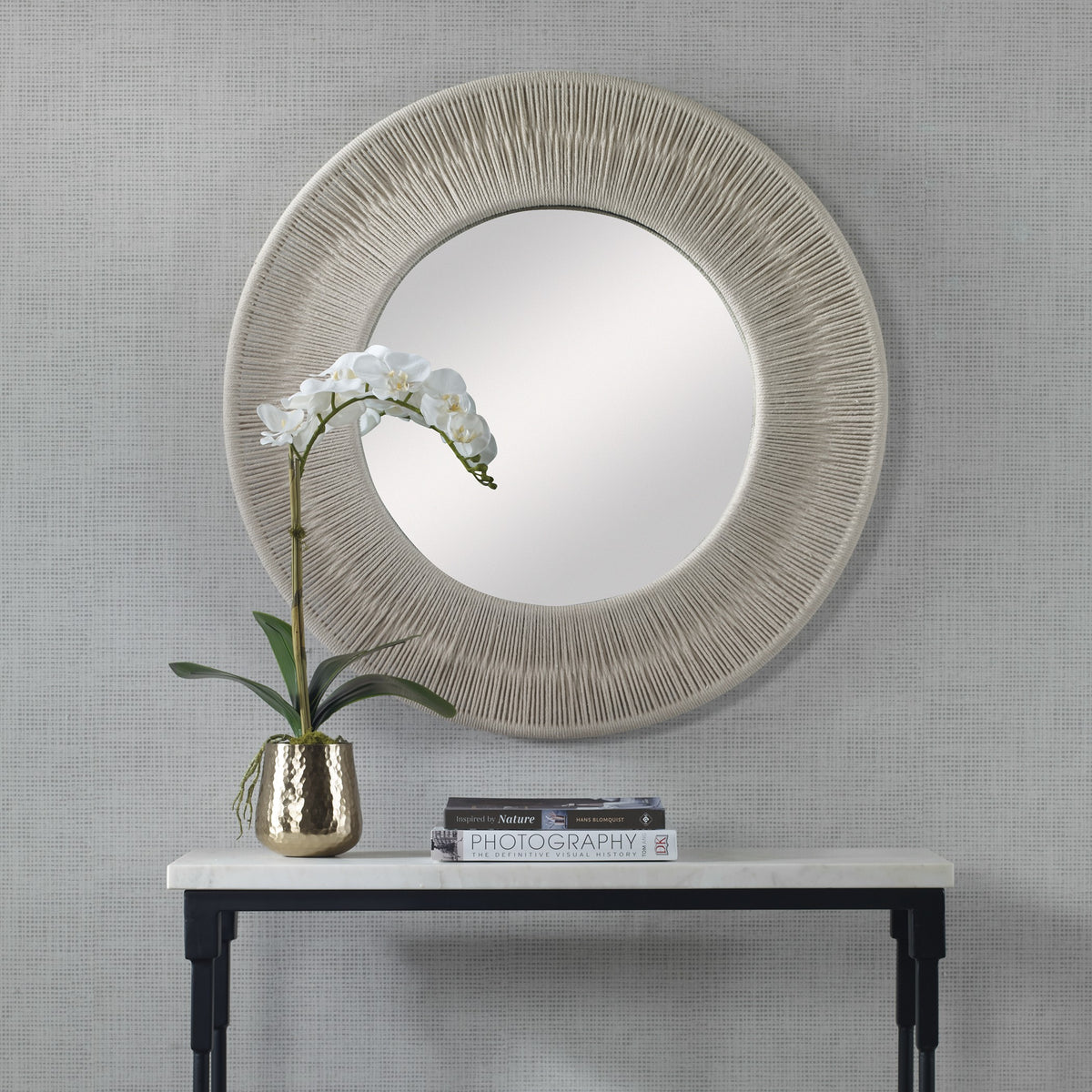 Sailor's Knot Small Round Mirror – White