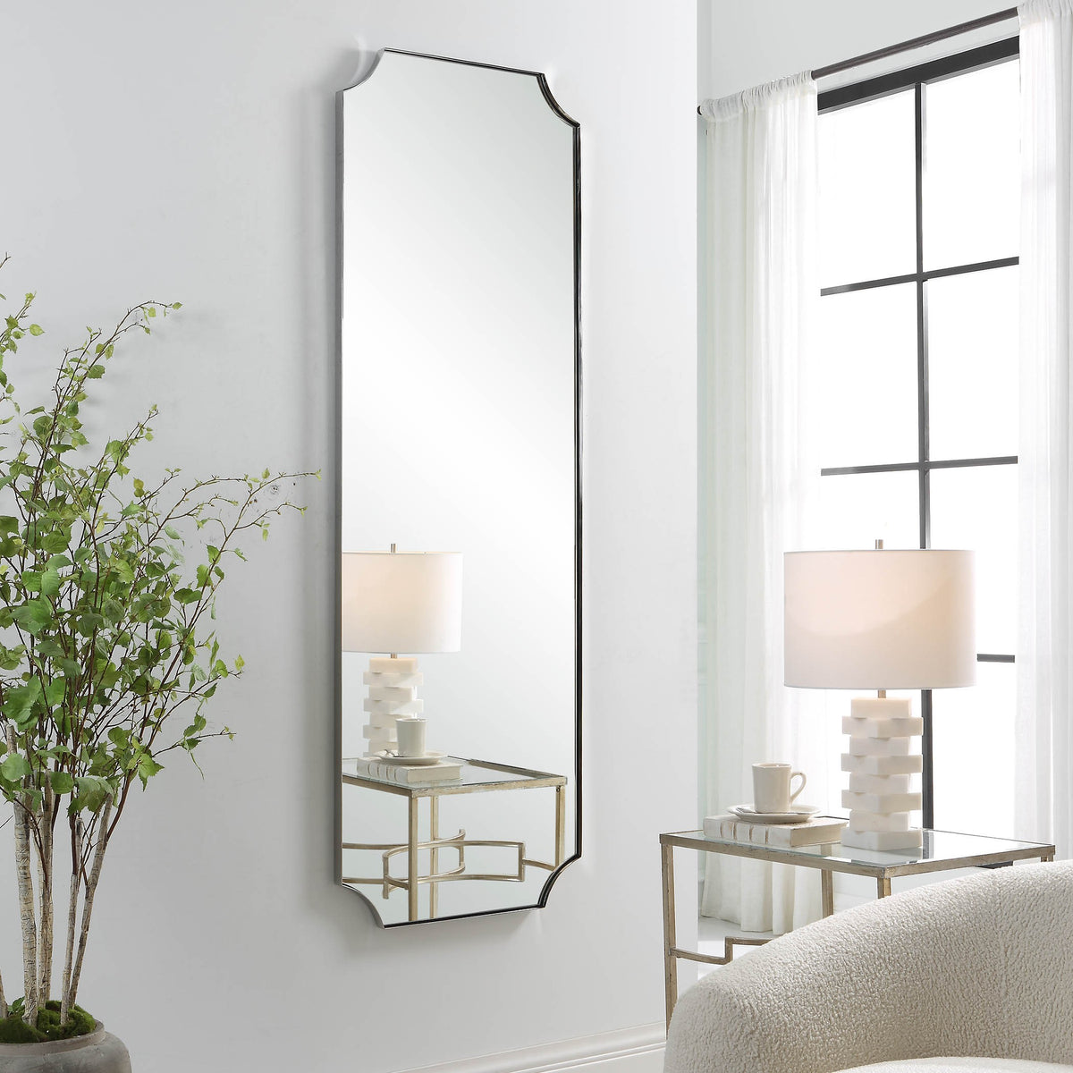 Lennox Tall Mirror – Polished Nickel