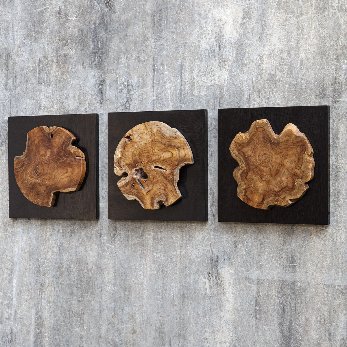 Kolini Teak Wood Wall Decor – Set of 3