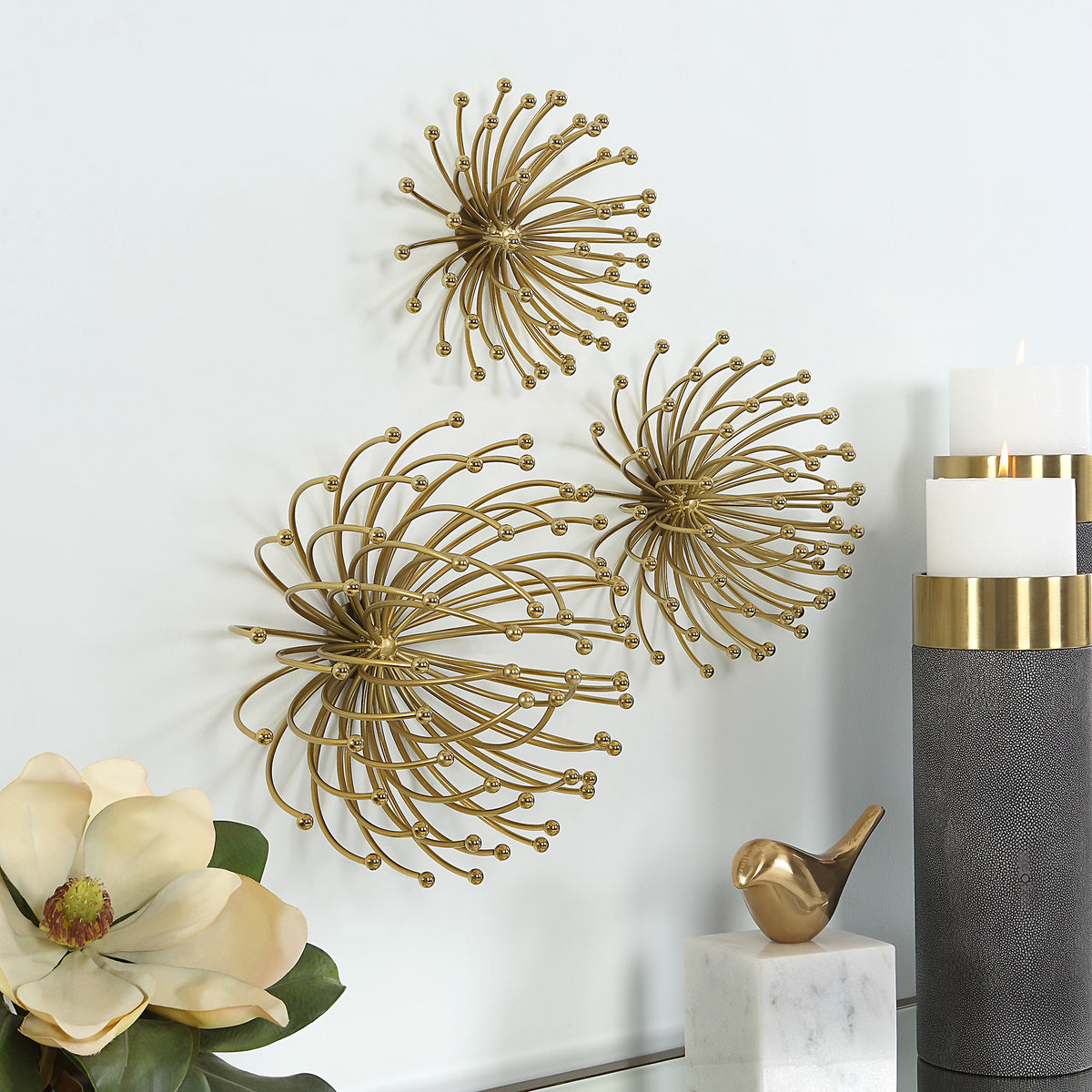 Aga Gold Metal Wall Decor – Set of 3
