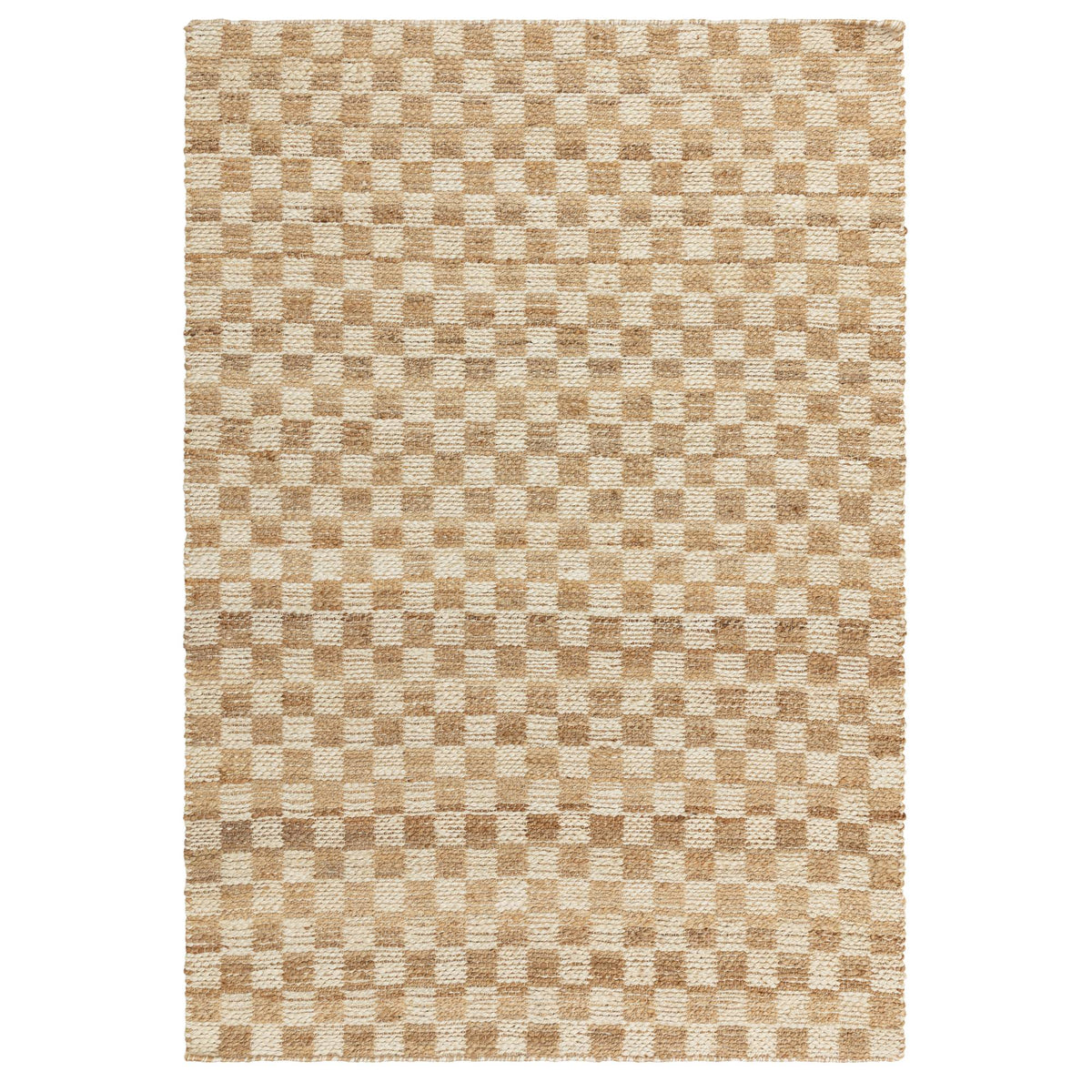 Naturi Natural jute rug with checkerboard weave, full view on white background