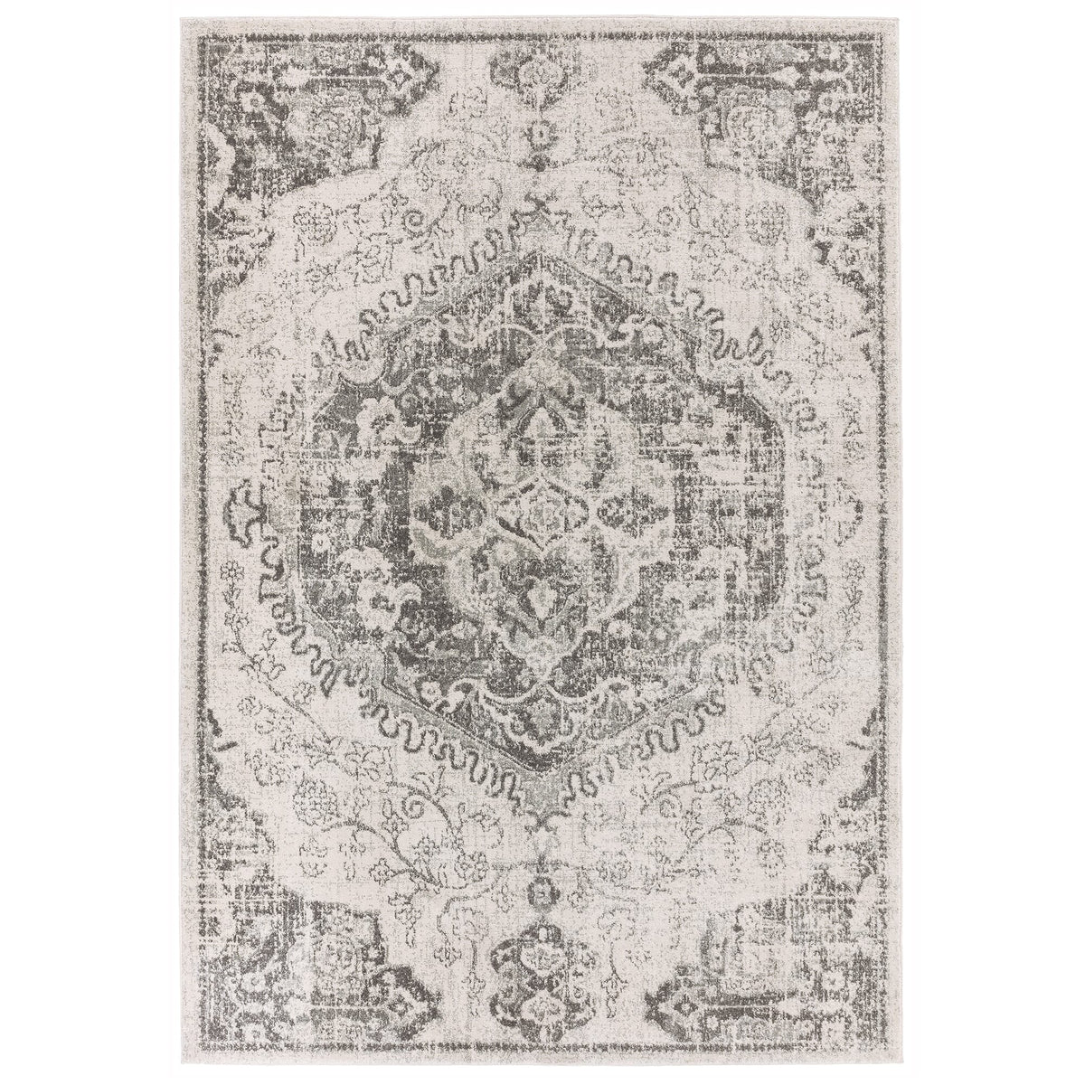 Nova Medallion Ivory rug shown from above on a white background
