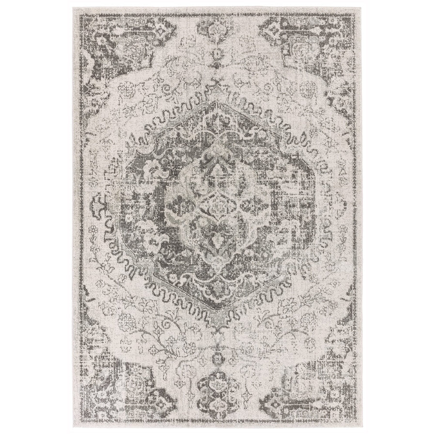 Nova Medallion Ivory rug shown from above on a white background