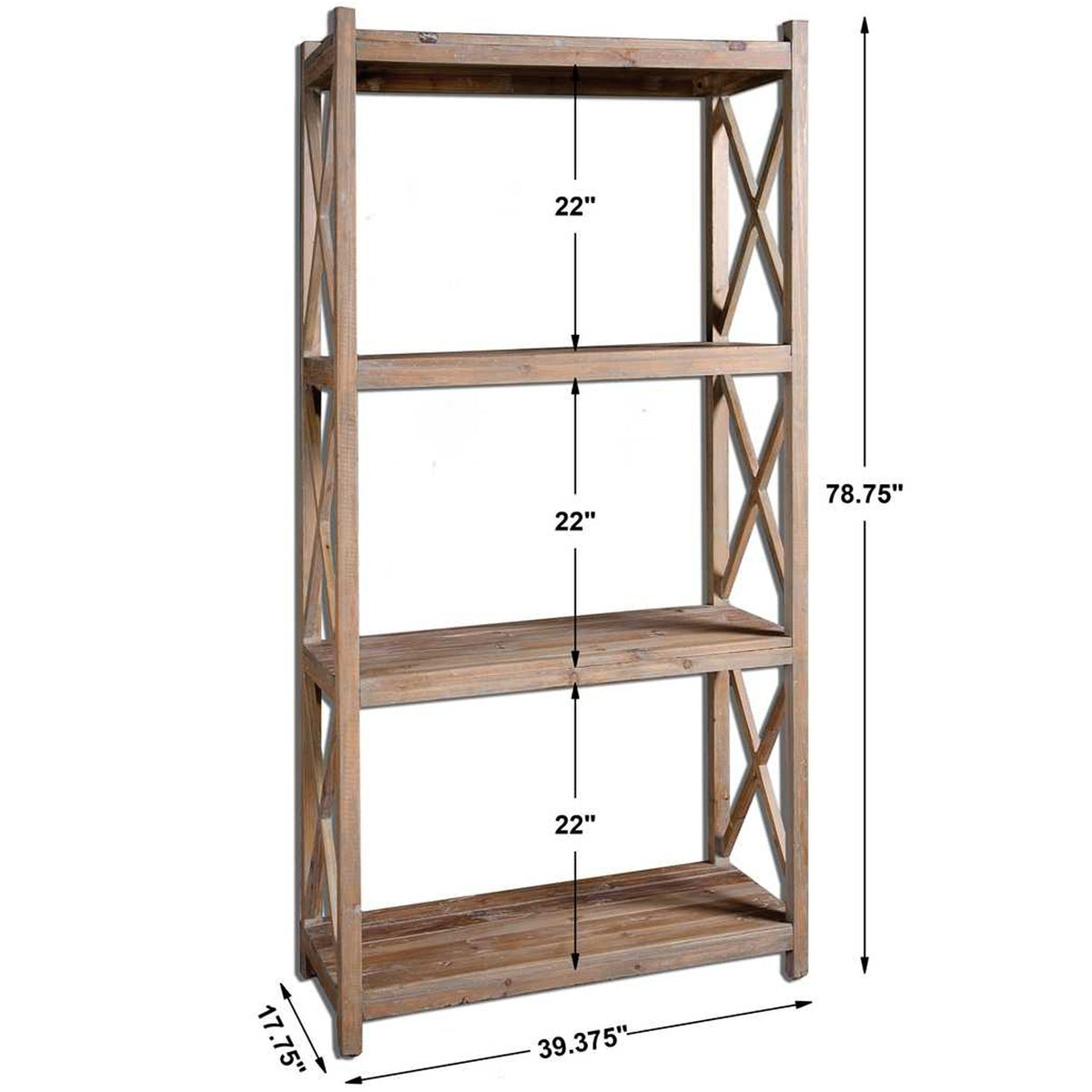 Stratford Reclaimed Wood Open Shelving Unit