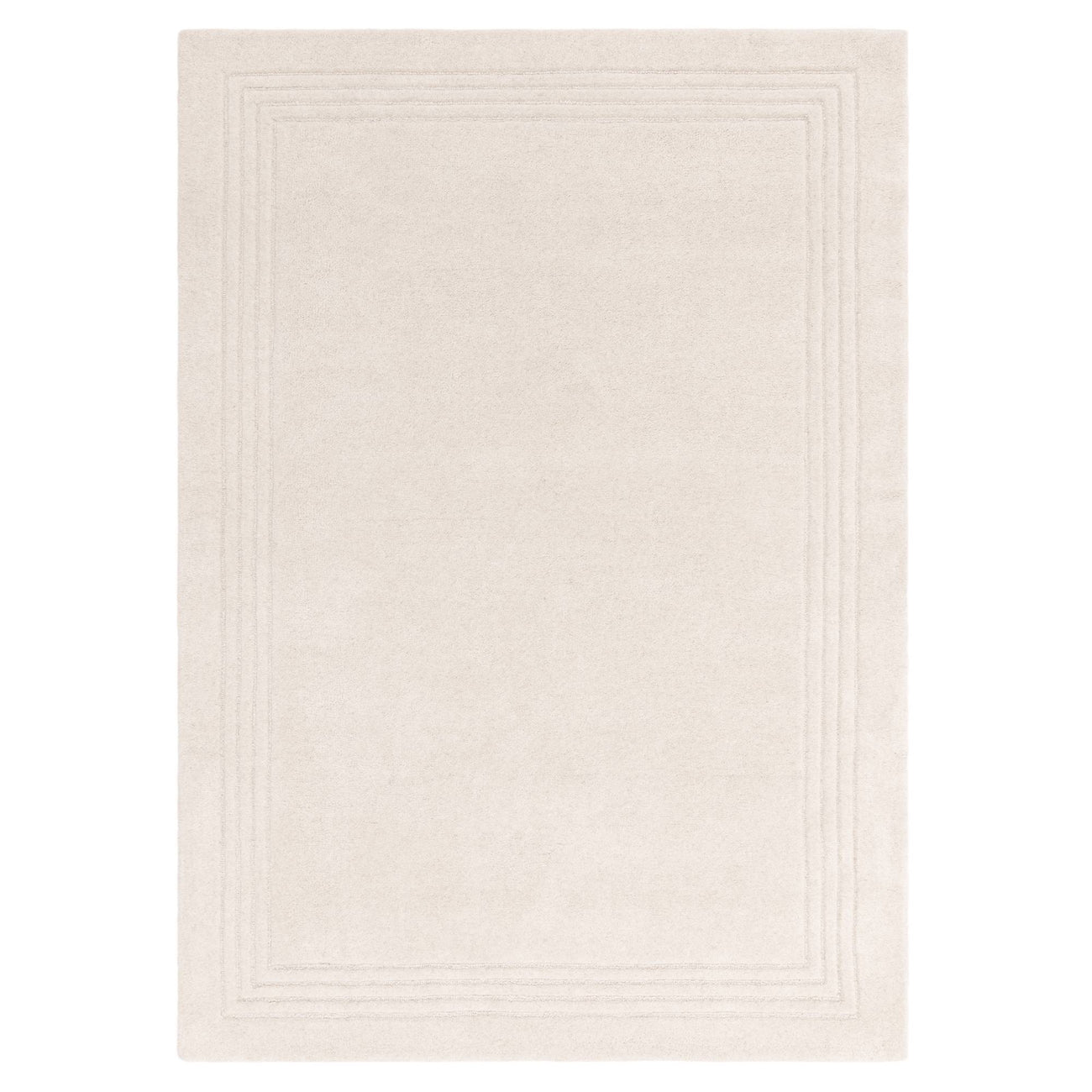 Orlo Ivory wool rug shown from above on a white background