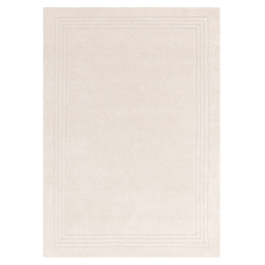 Orlo Ivory wool rug shown from above on a white background