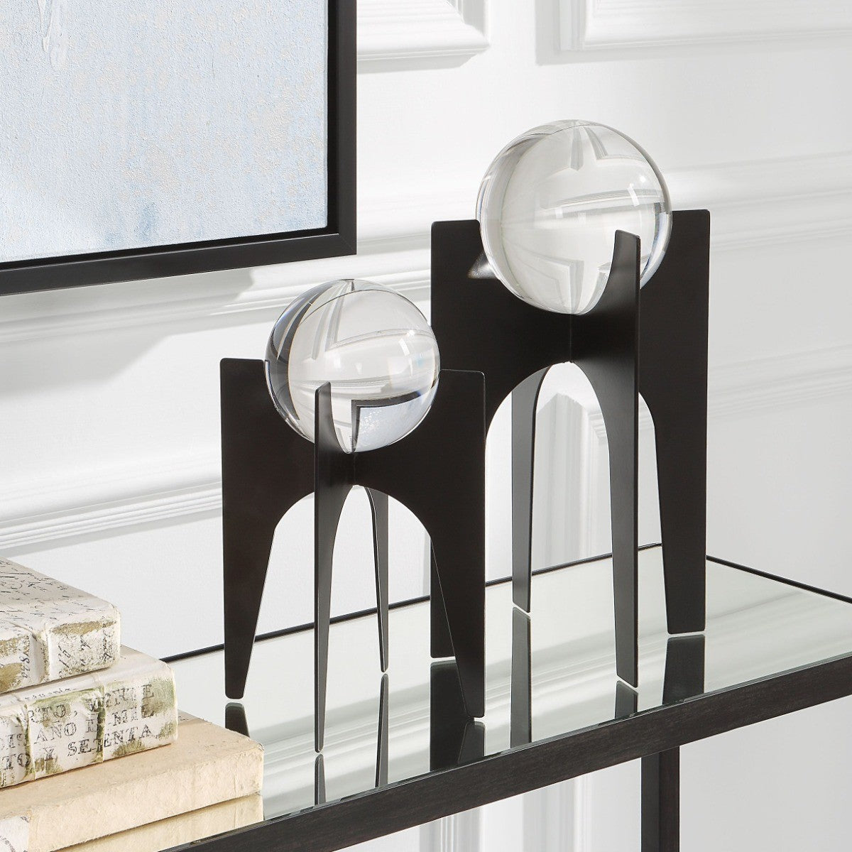 Ellianna Crystal Spheres on Black Base – Set of 2