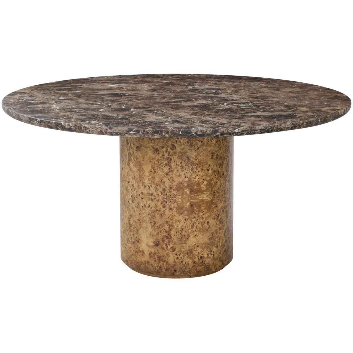Perch Burl Round Dining Table with Marble Top – 152cm