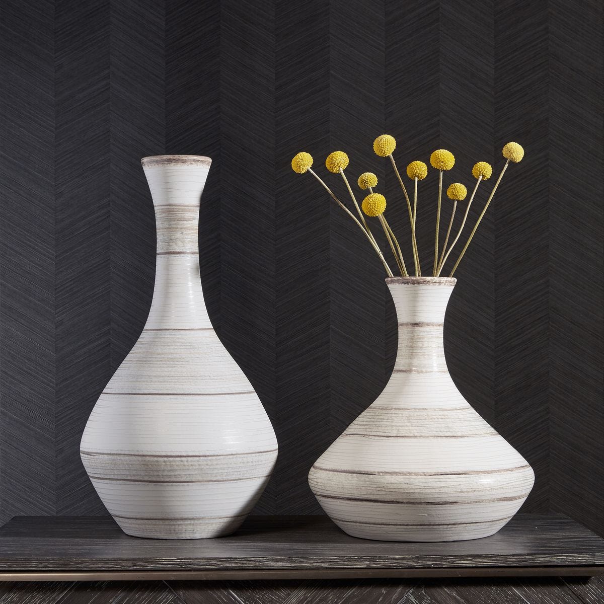 Potter Indoor-Outdoor Fluted Striped Vases – Set of 2
