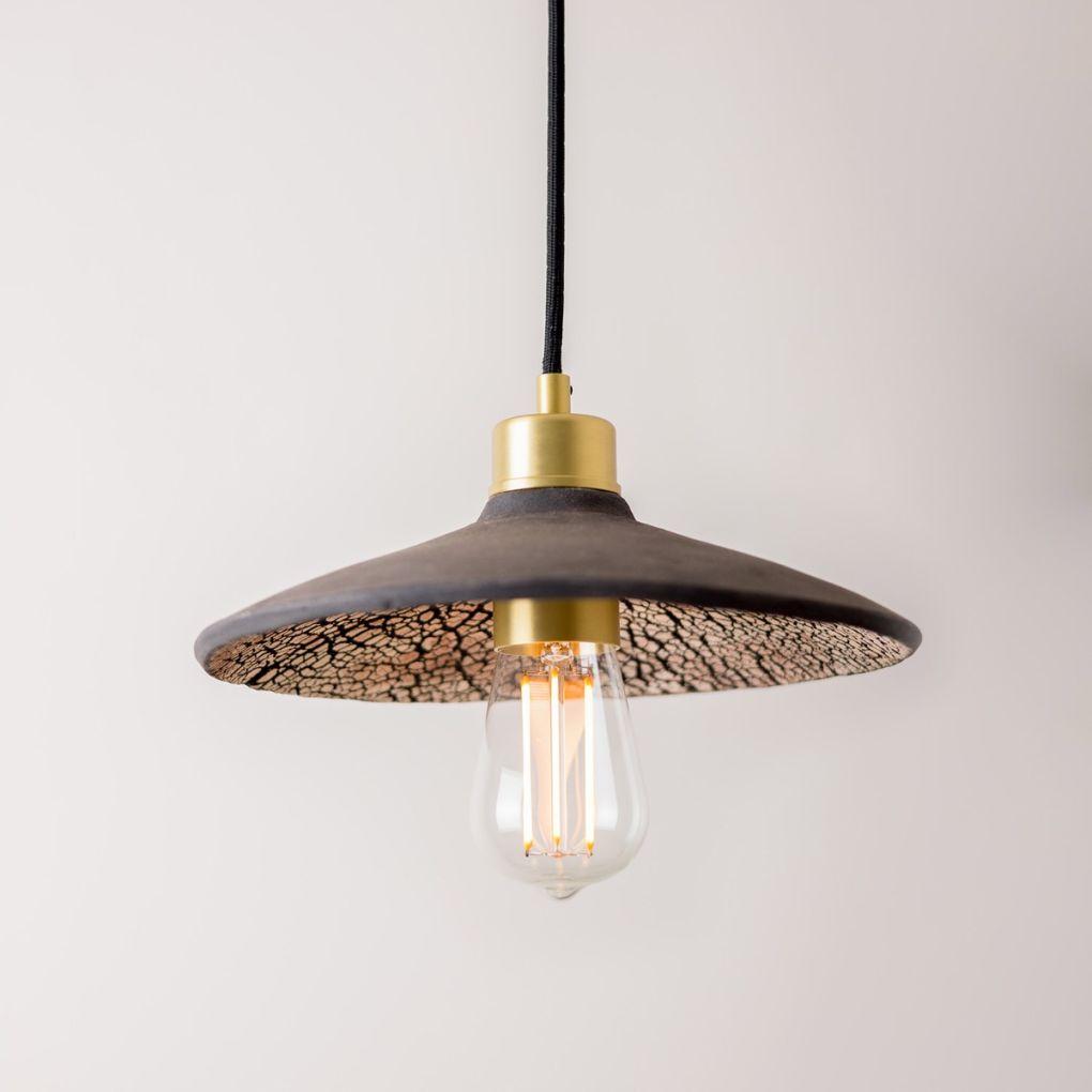 Pyrus Organic Ceramic Pendant Light - Black Clay - Mullan Lighting
