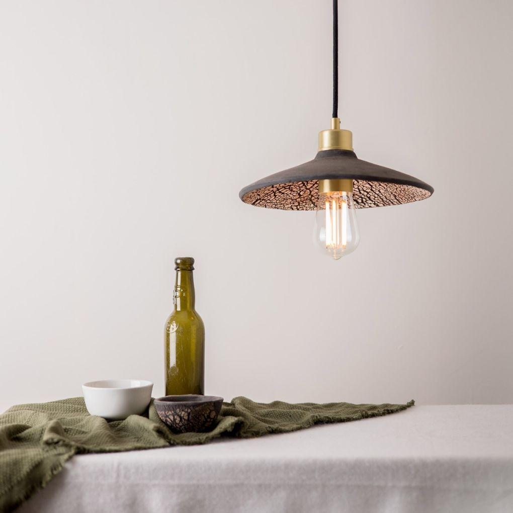 Pyrus Organic Ceramic Pendant Light - Black Clay - Mullan Lighting