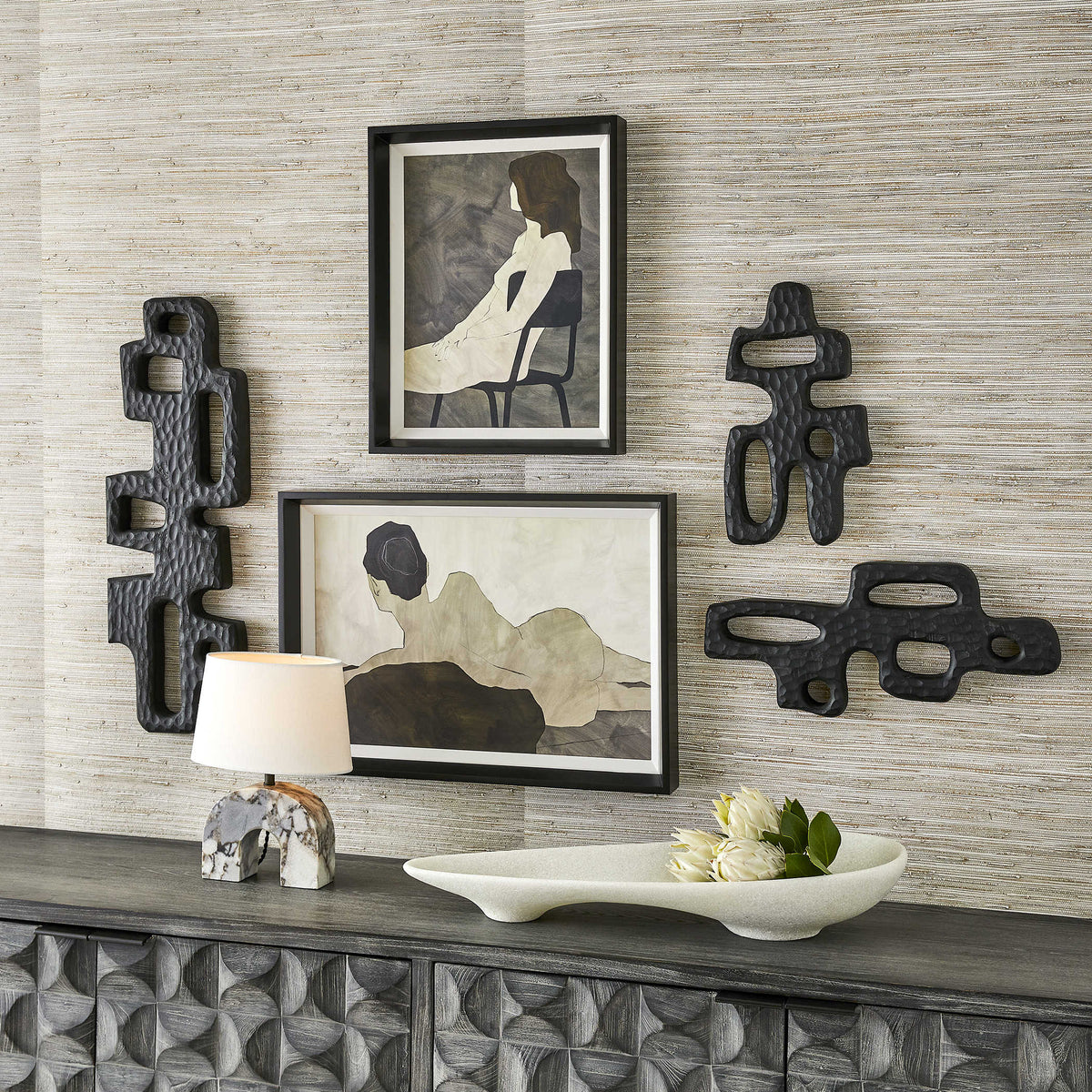 Chiseled Silhouette Wall Sculptures – Set of 2