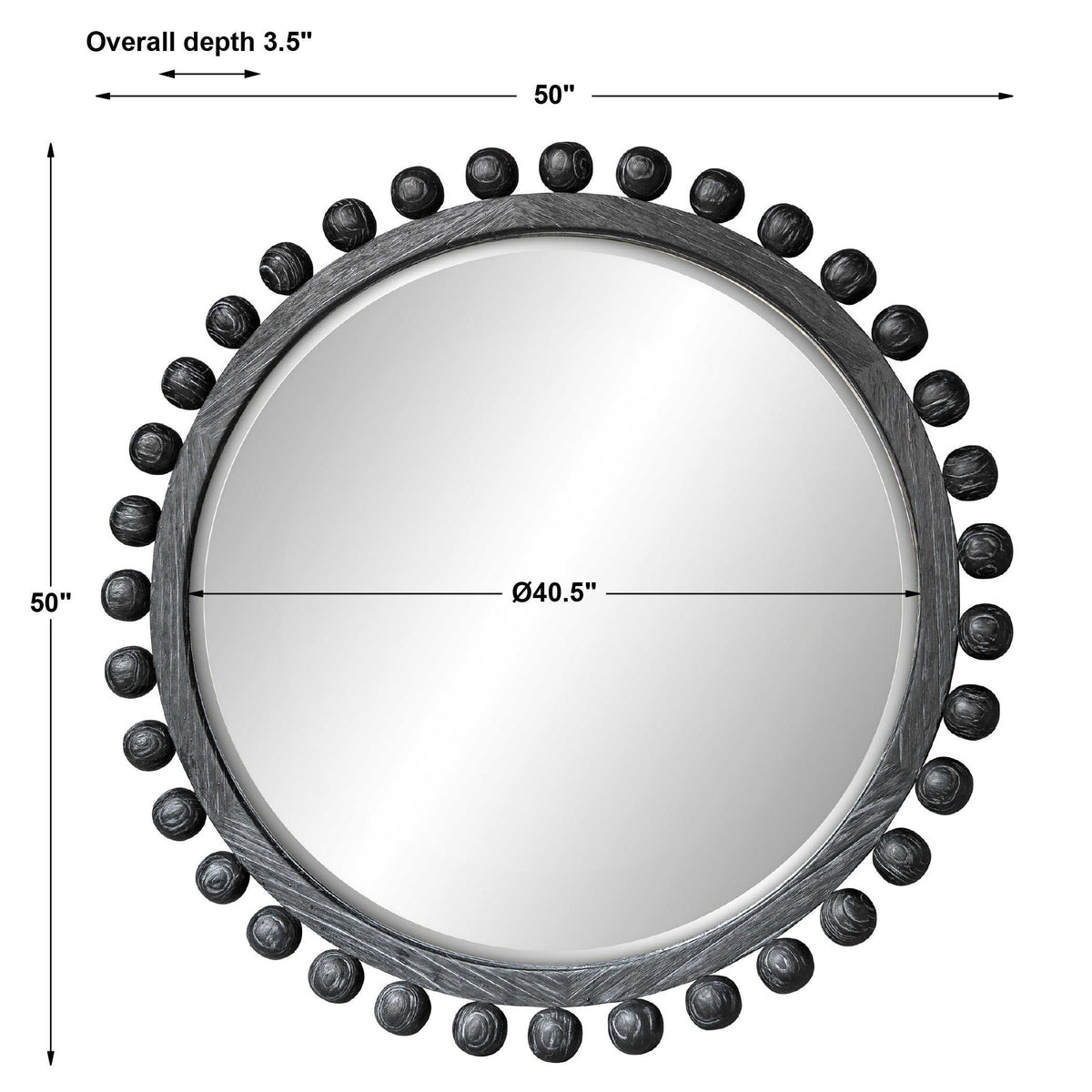 Brianza Round Mirror – Ebony 127cm