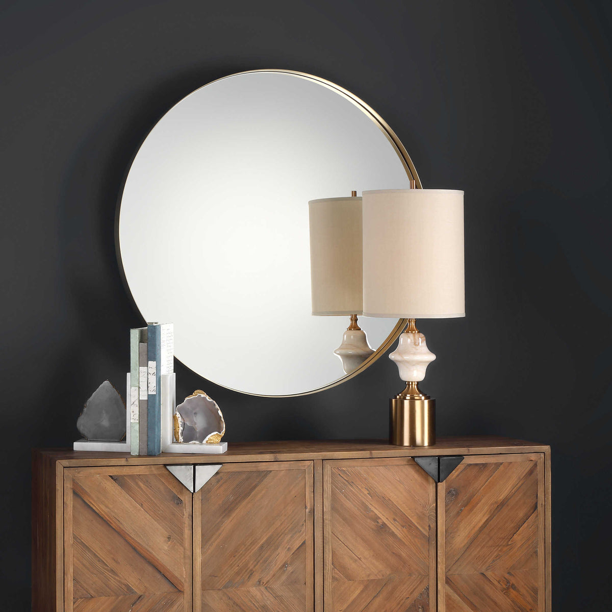 Padria Round Mirror – 102cm Brass
