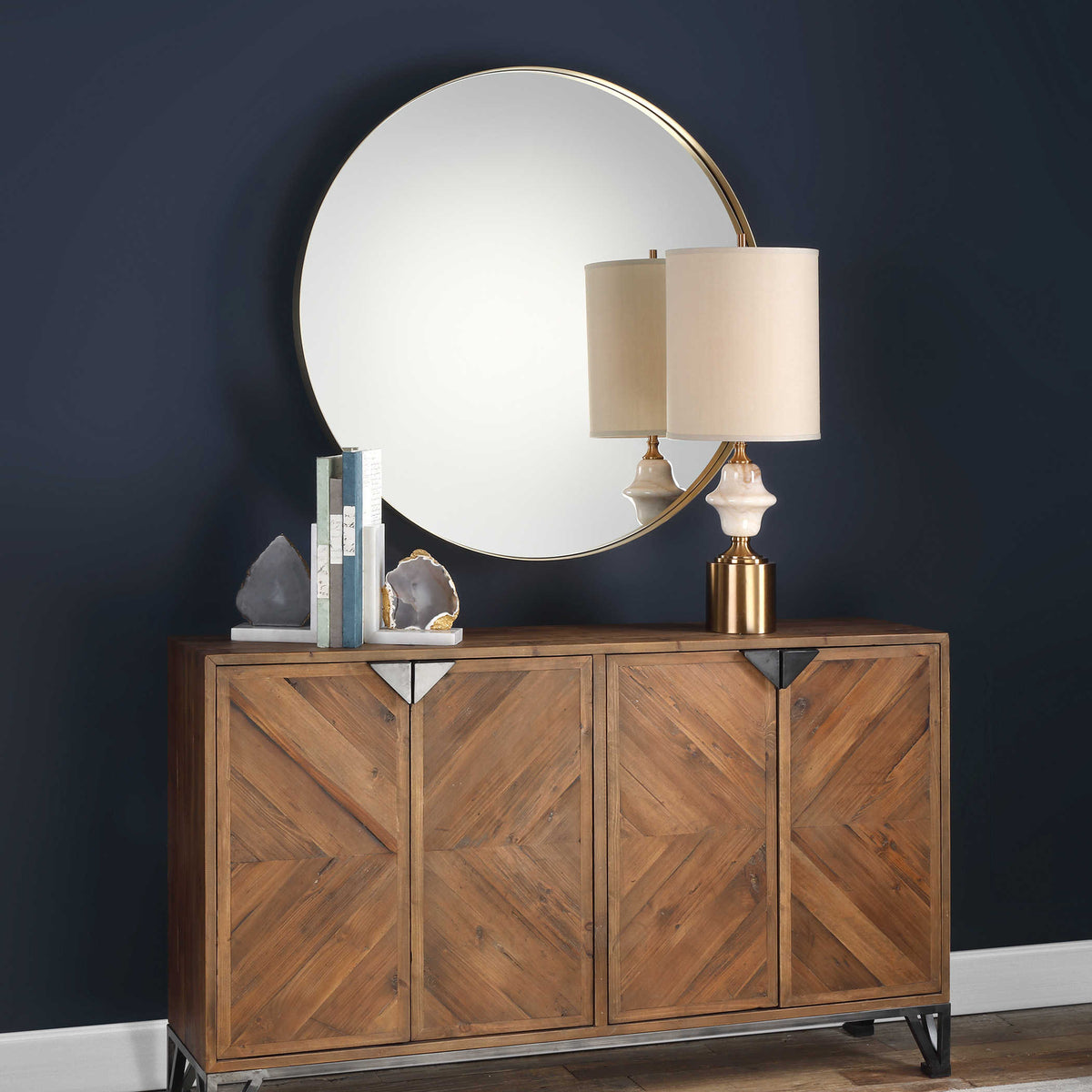 Padria Round Mirror – 102cm Brass