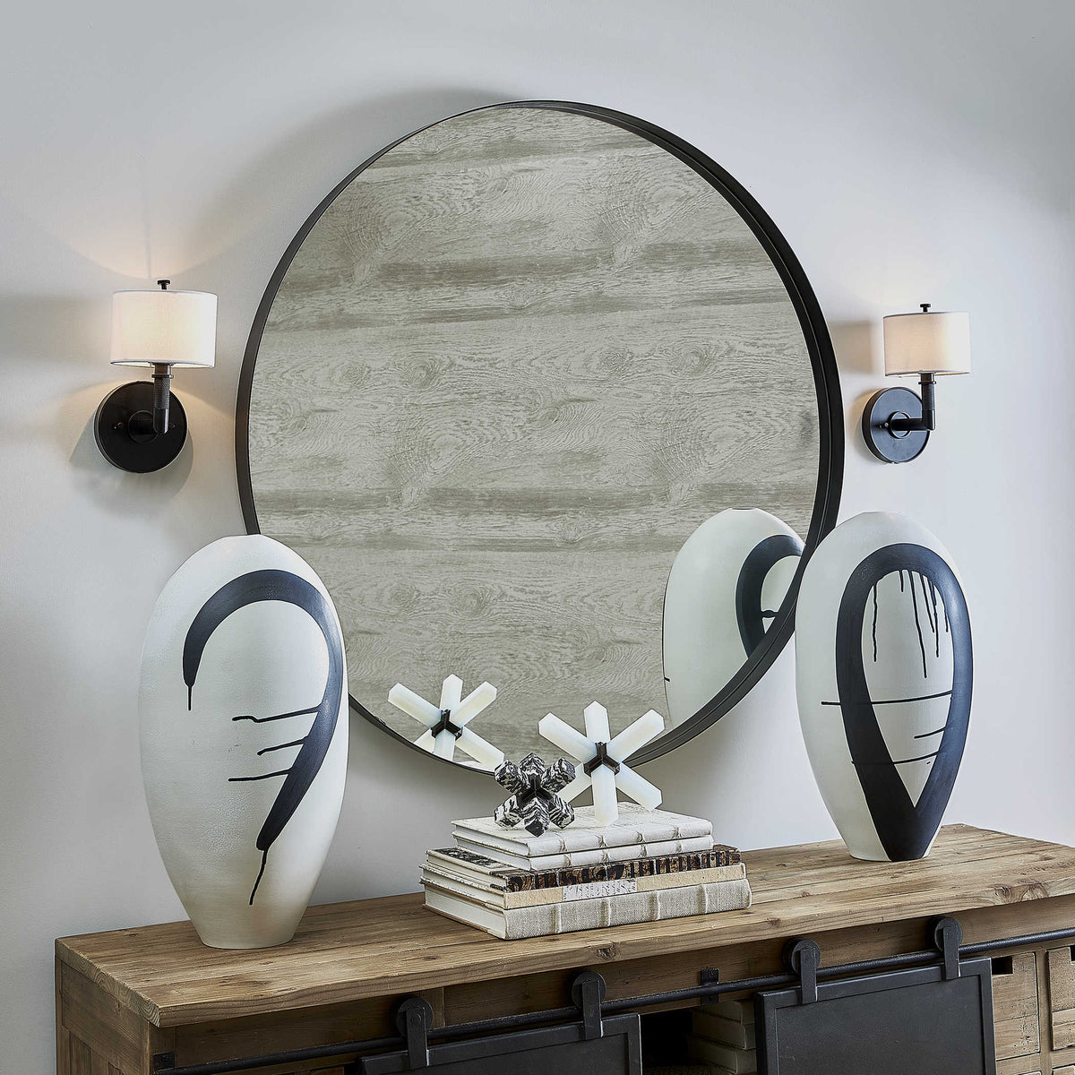 Padria Round Mirror – 122cm Black