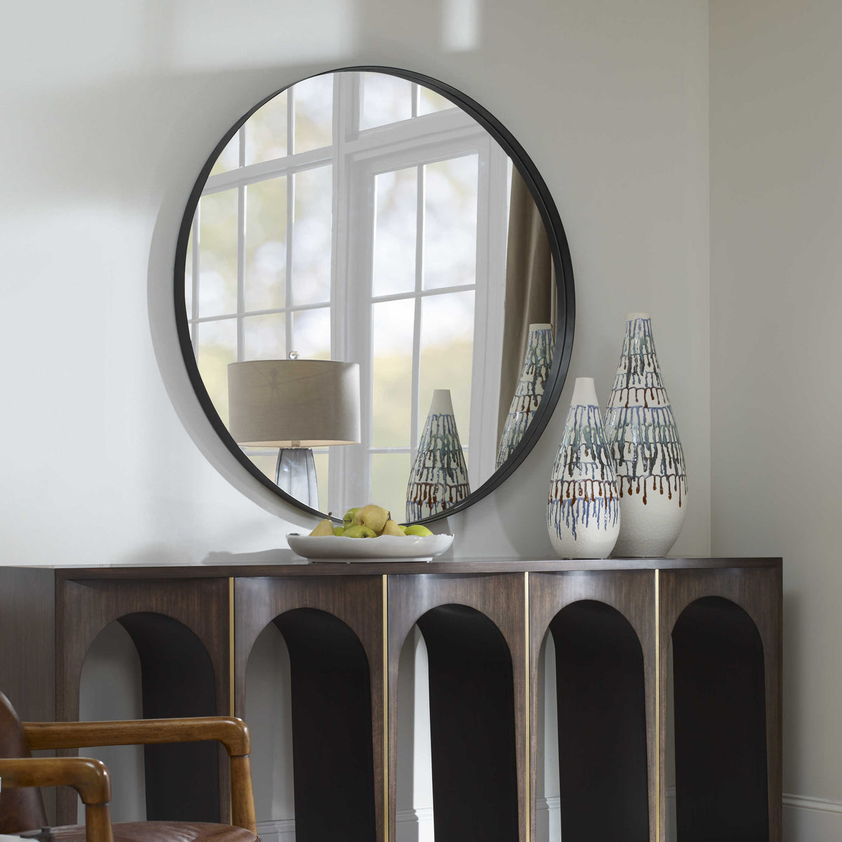 Padria Round Mirror – 122cm Black