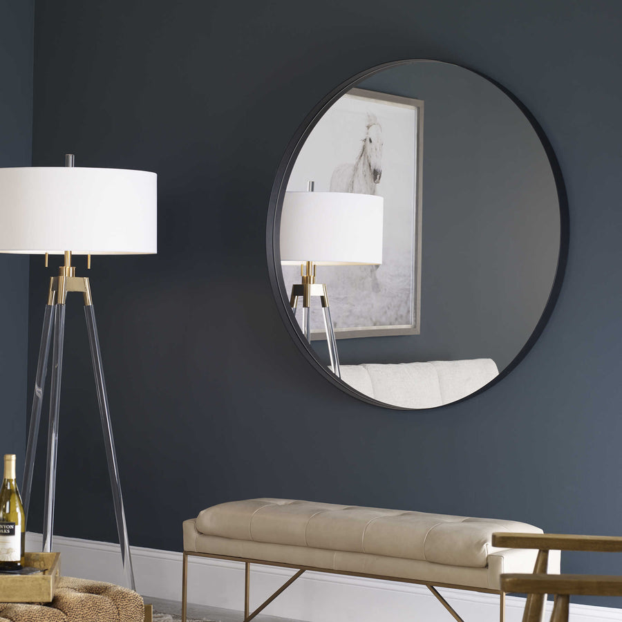 Padria Round Mirror – 122cm Black