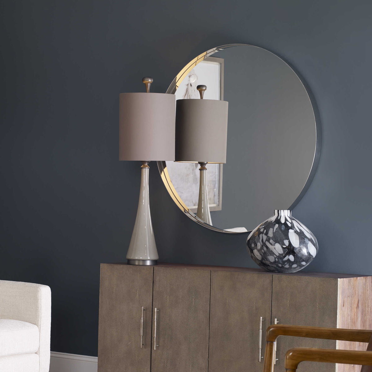 Padria Round Mirror – 102cm Nickel