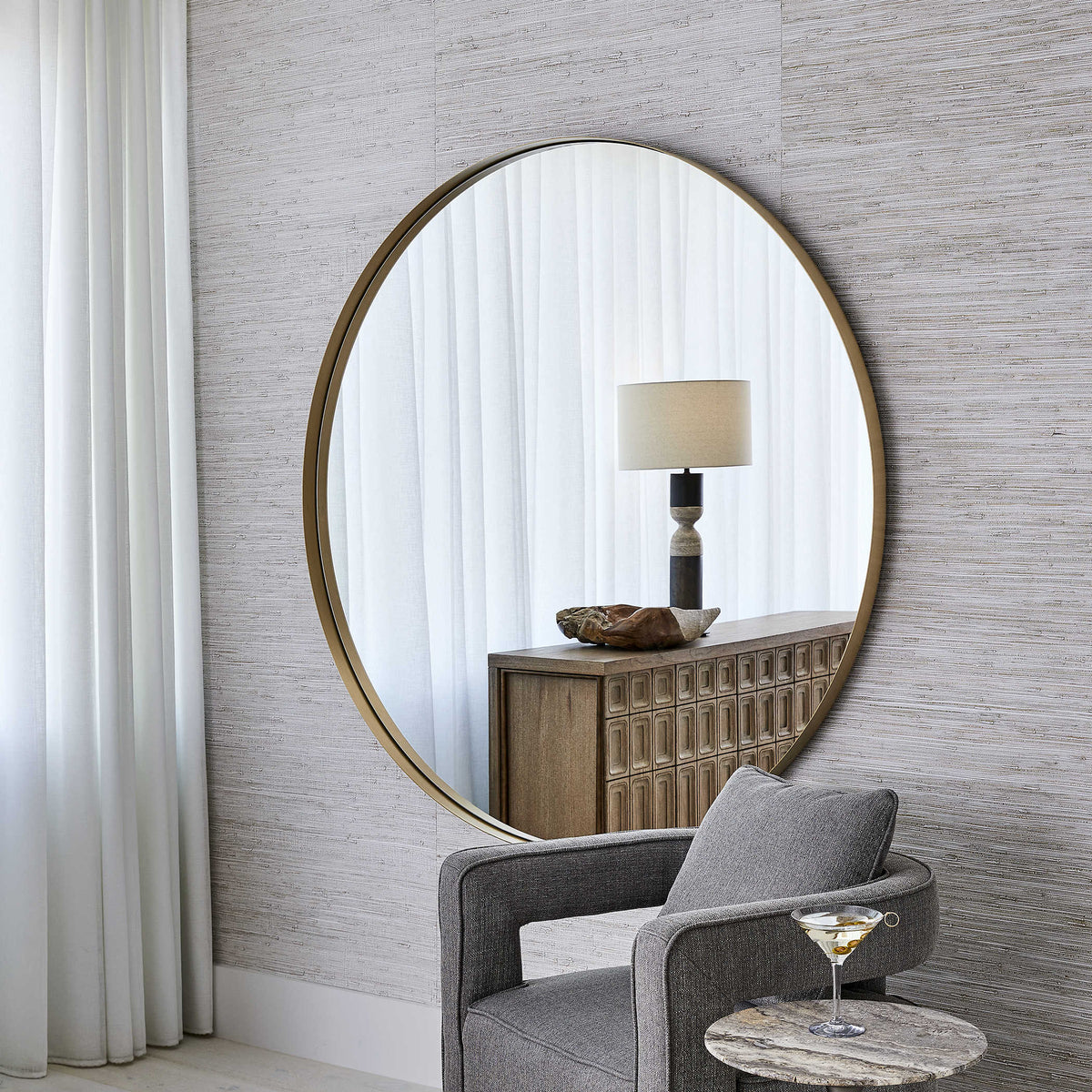 Padria Round Mirror – 152cm Brass