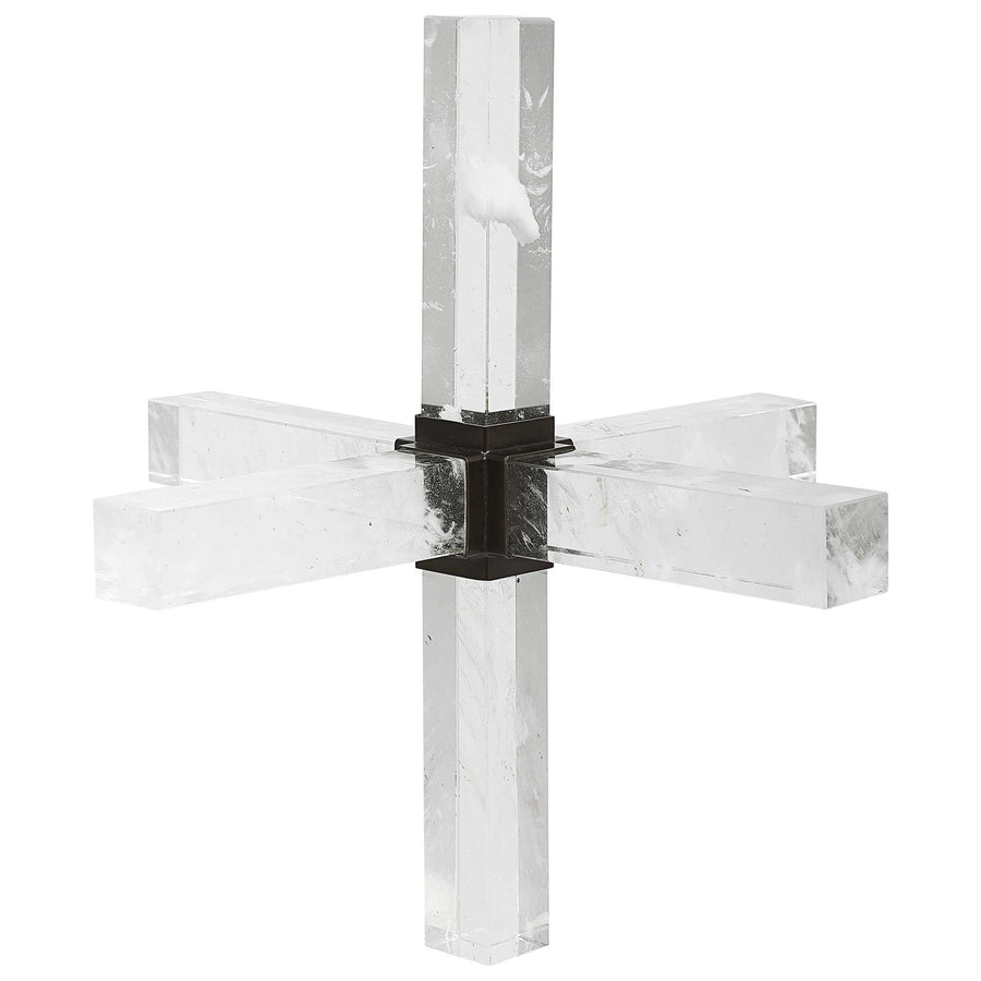 Double Cross Sculpture – Faux Quartz Crystal