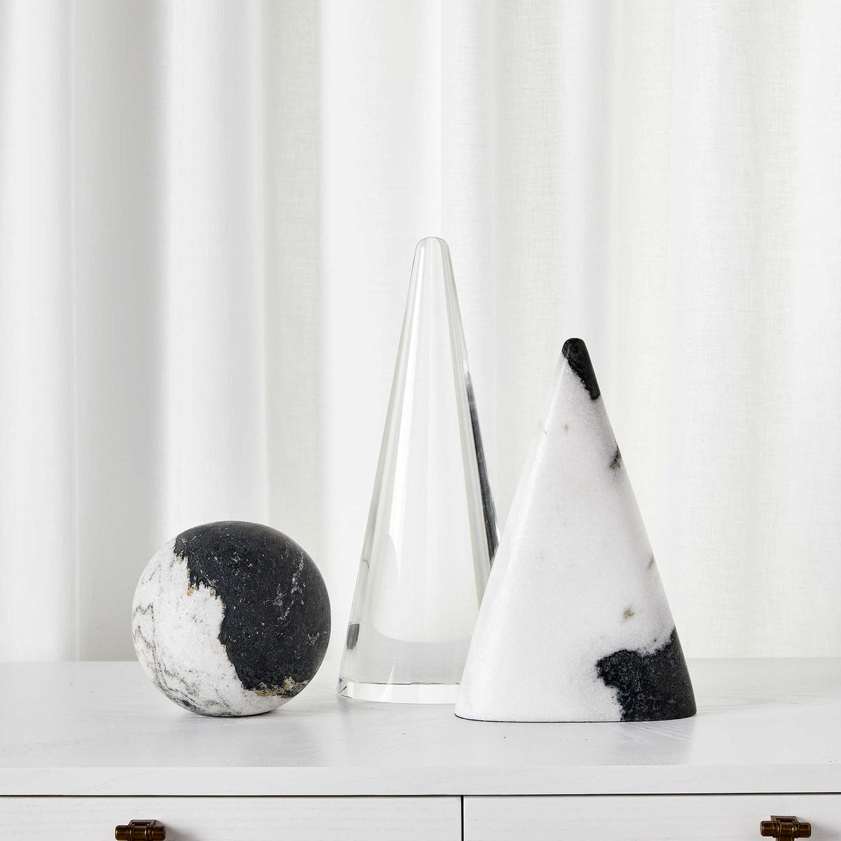 Orb Ornament – Black and White Panda Marble