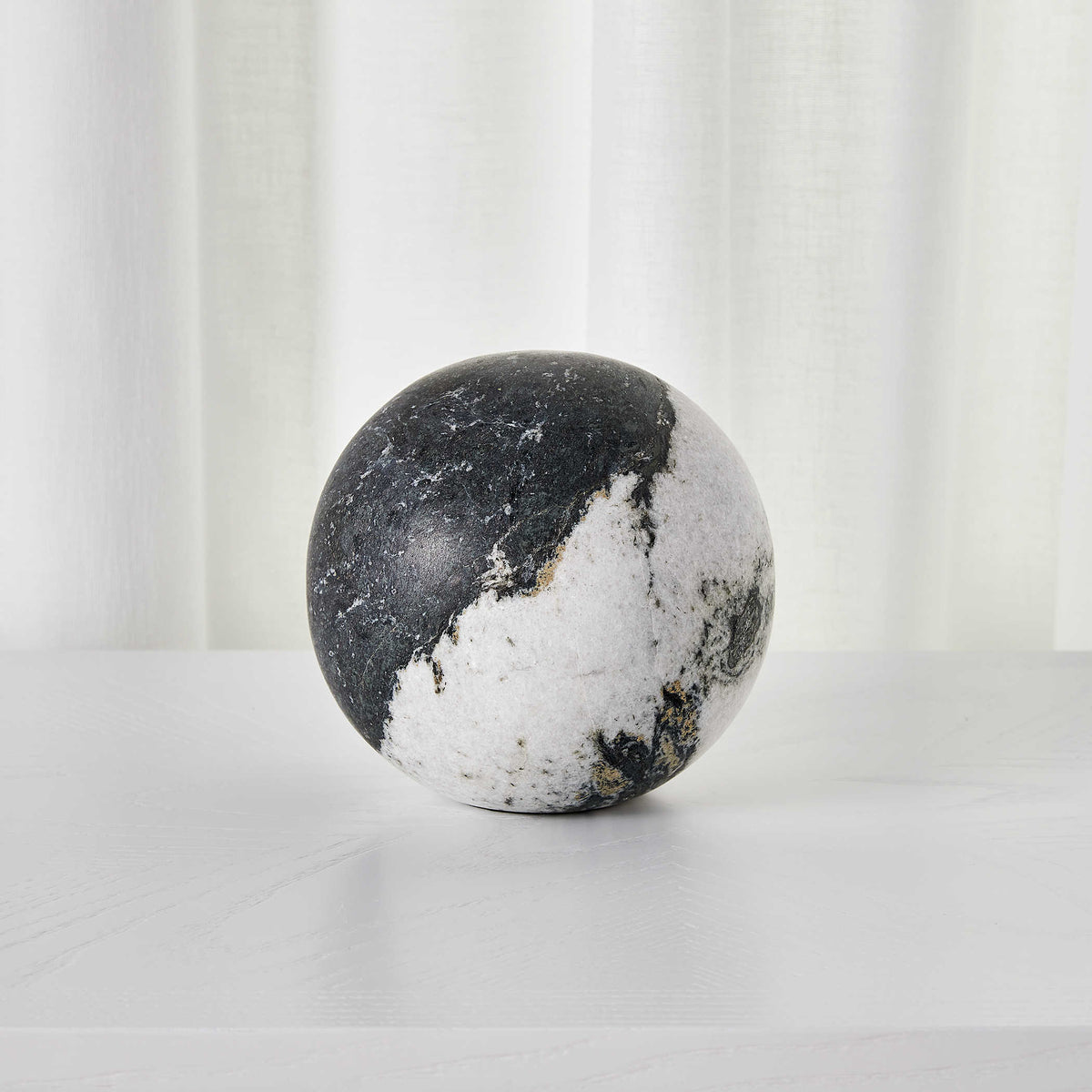 Orb Ornament – Black and White Panda Marble