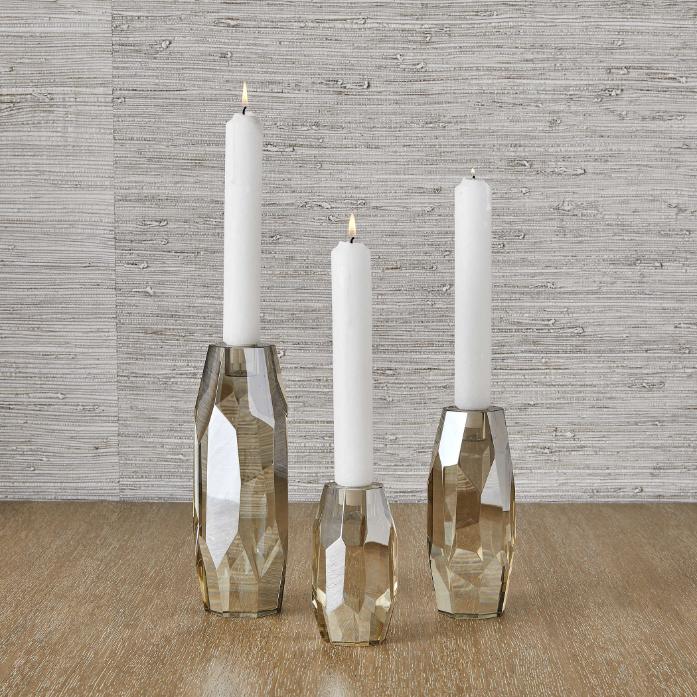 Multifaceted Taper Candleholders – Crystal, Set of 3