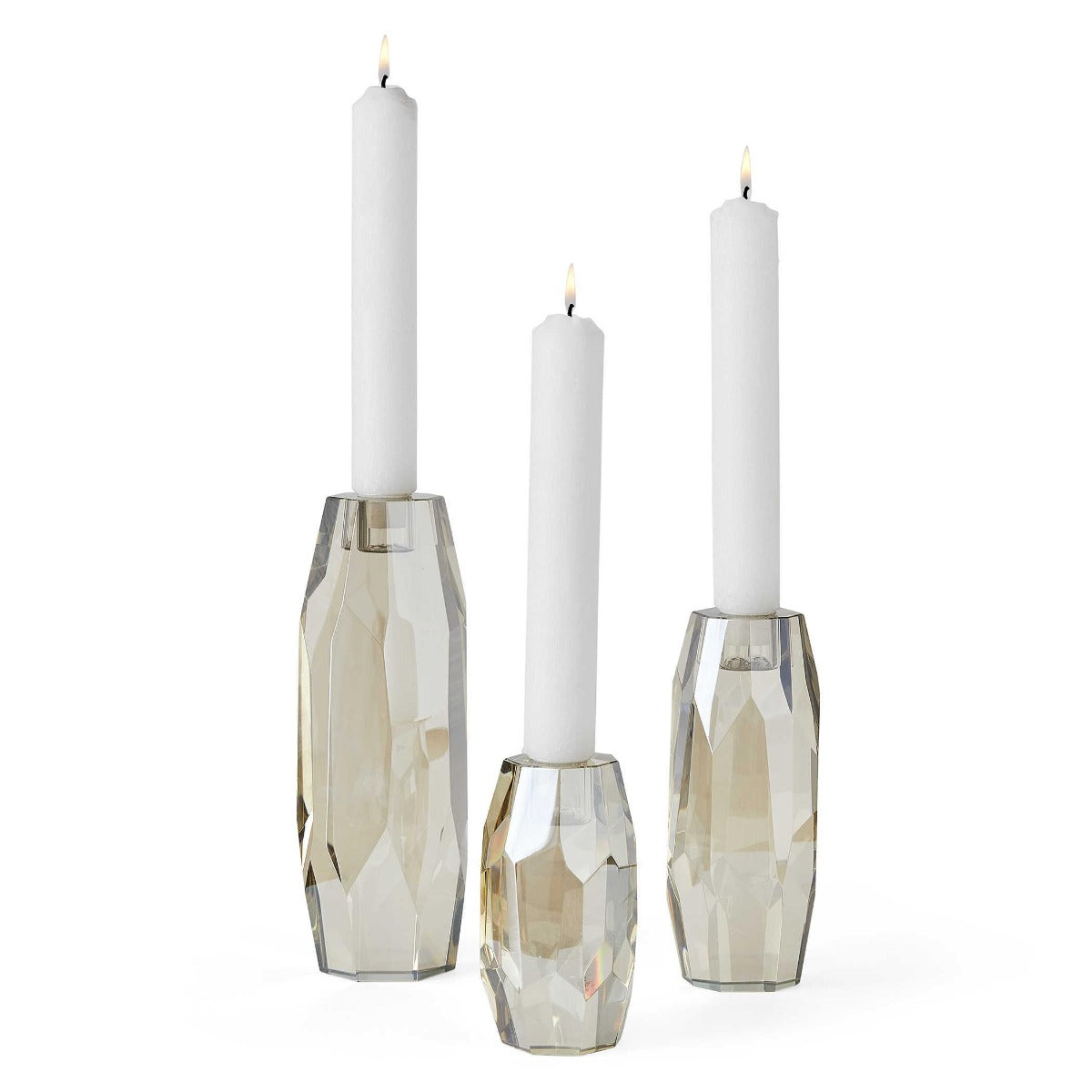 Multifaceted Taper Candleholders – Crystal, Set of 3