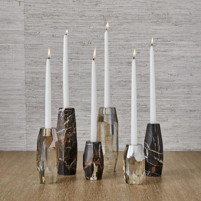 Multifaceted Taper Candleholders – Crystal, Set of 3