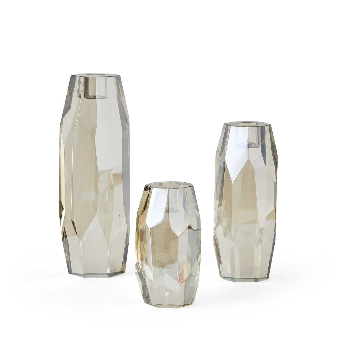 Multifaceted Taper Candleholders – Crystal, Set of 3