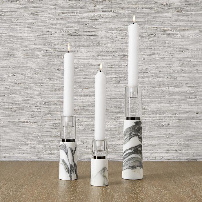 Optic Candleholders – Marble, Set of 3