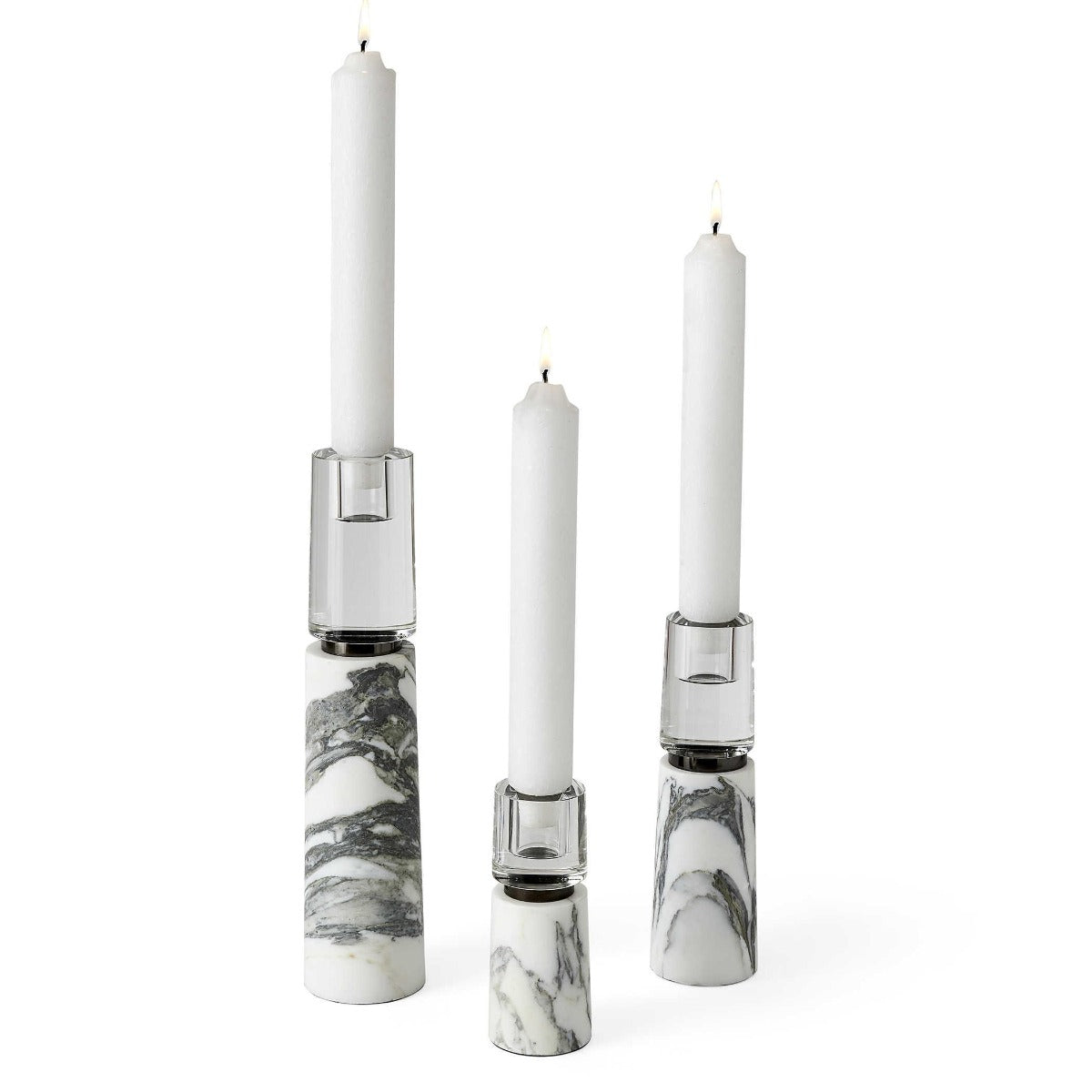 Optic Candleholders – Marble, Set of 3