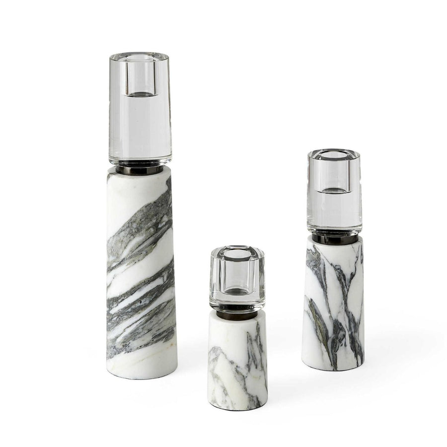 Optic Candleholders – Marble, Set of 3