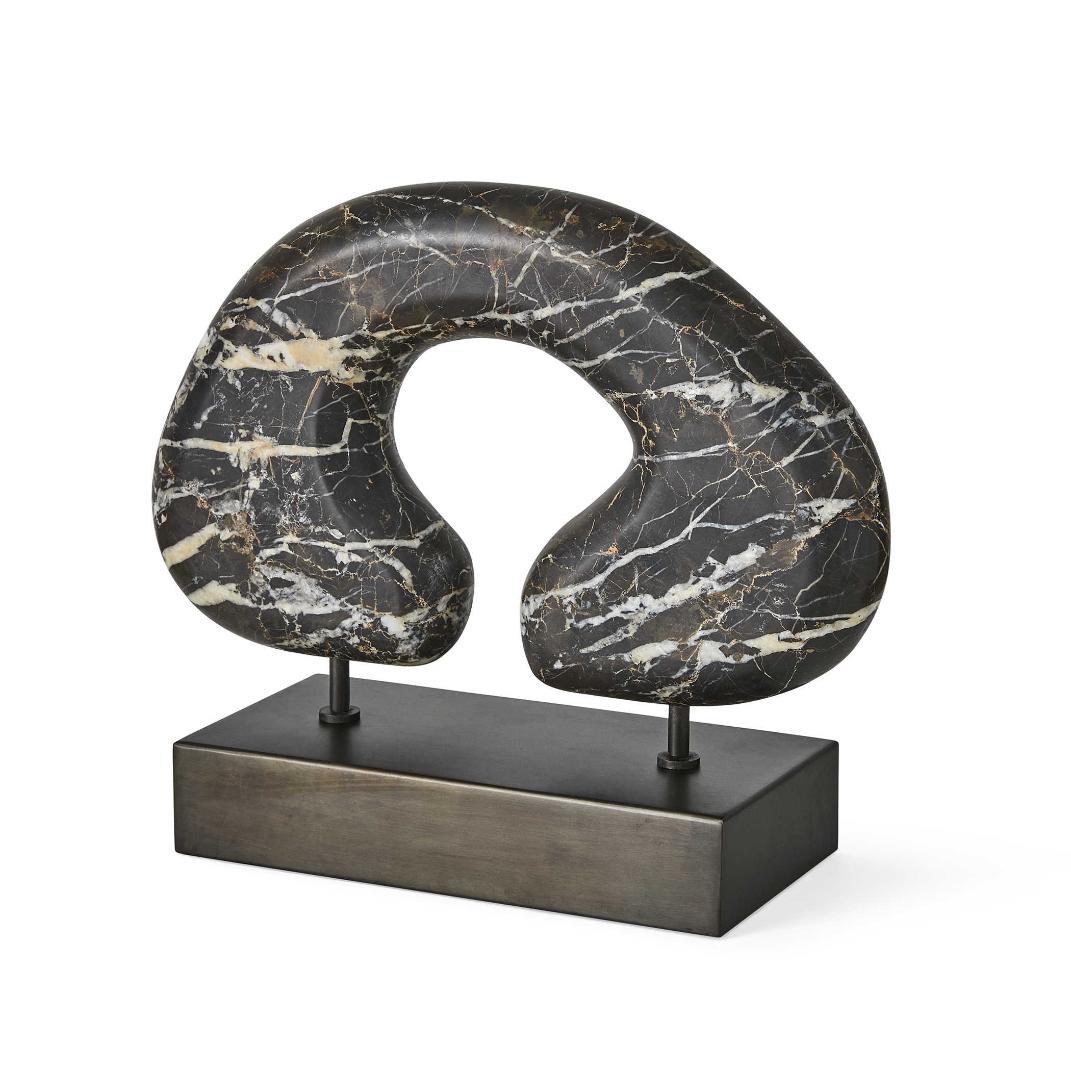 Modern Tunnel Vision Sculpture – Black Marble