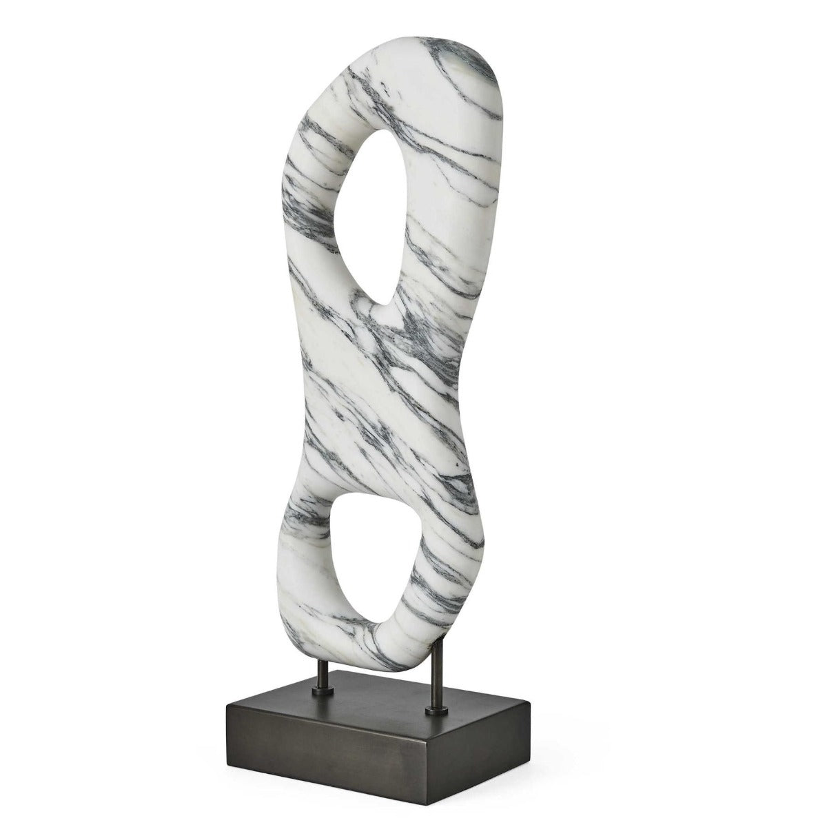 Double Vision Black and White Marble Sculpture