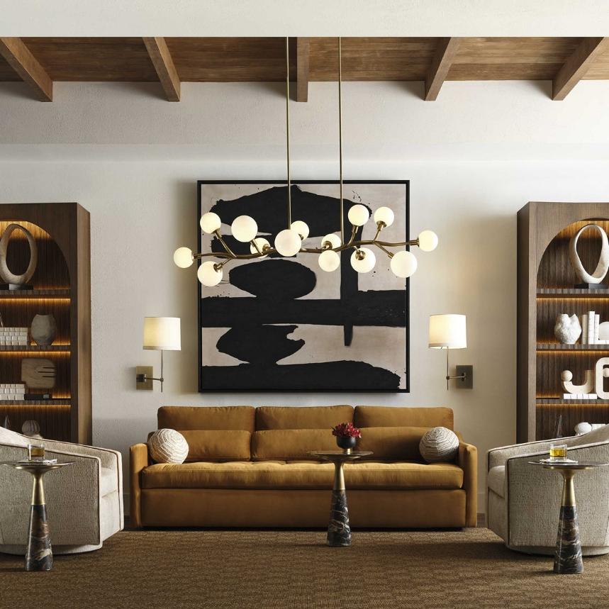Meandering 14 Light Pendant – Antique Brass