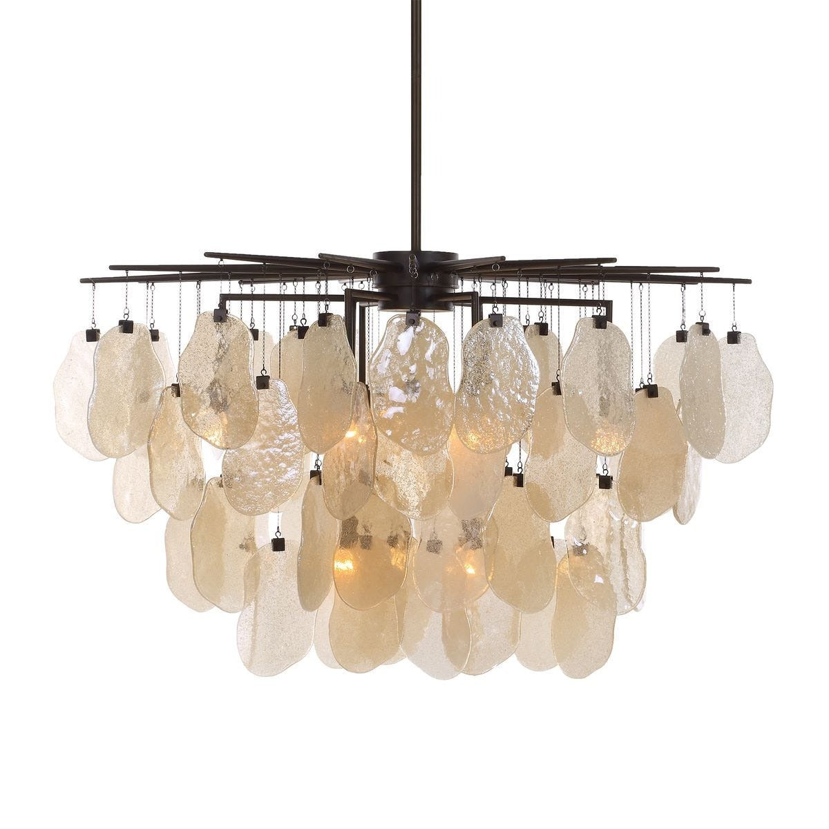 Seeded Shield 8 Light Chandelier – Champagne
