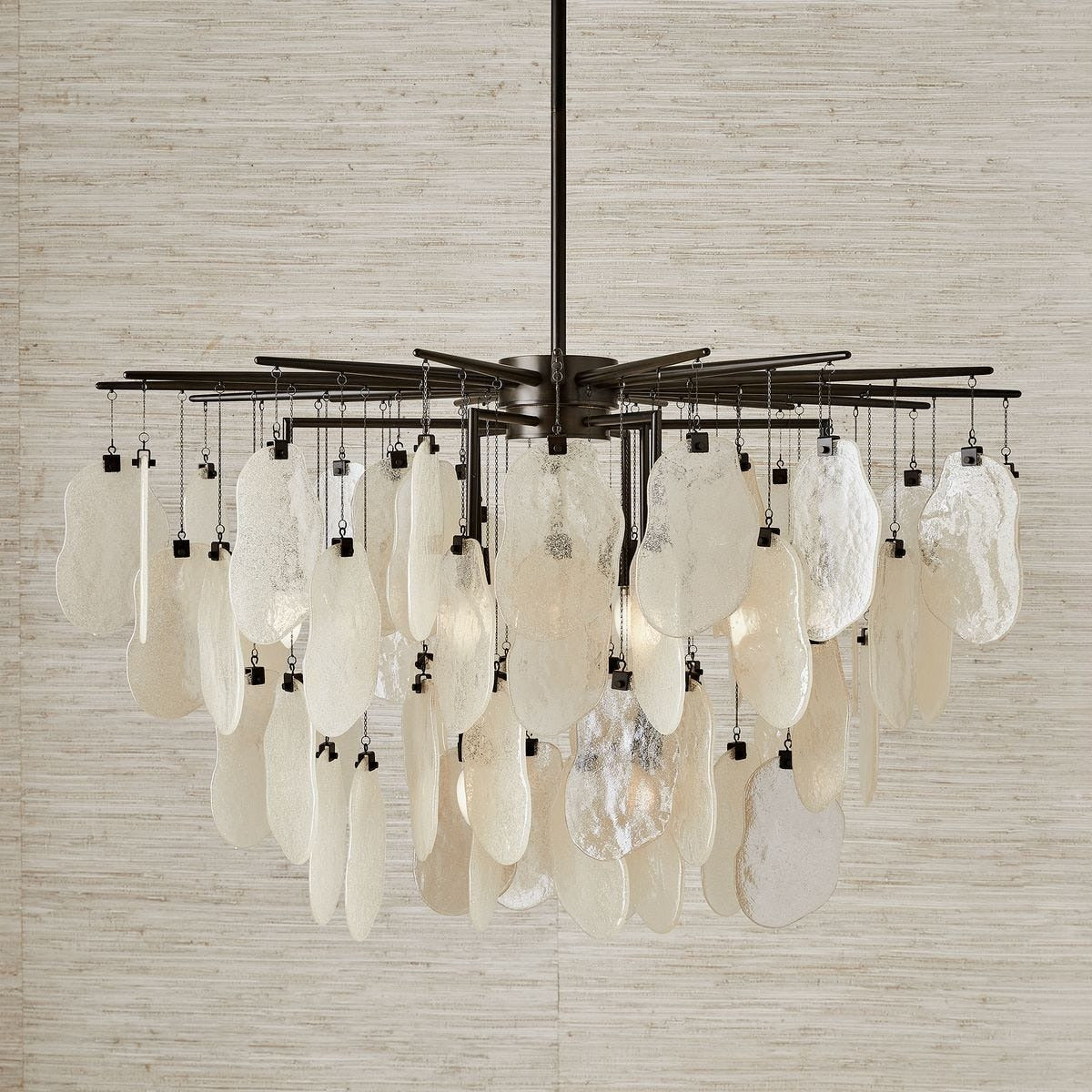 Seeded Shield 8 Light Chandelier – Champagne