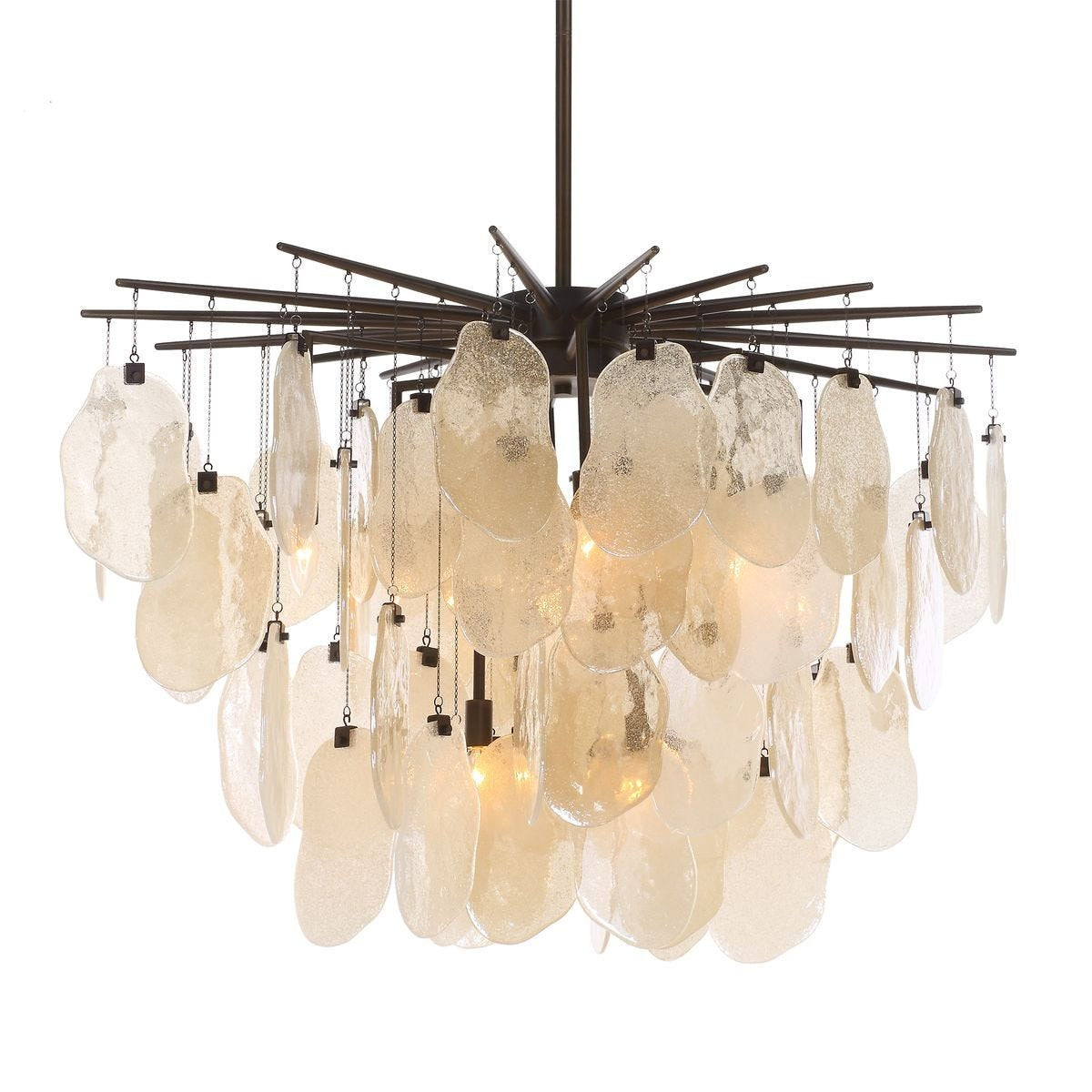 Seeded Shield 8 Light Chandelier – Champagne