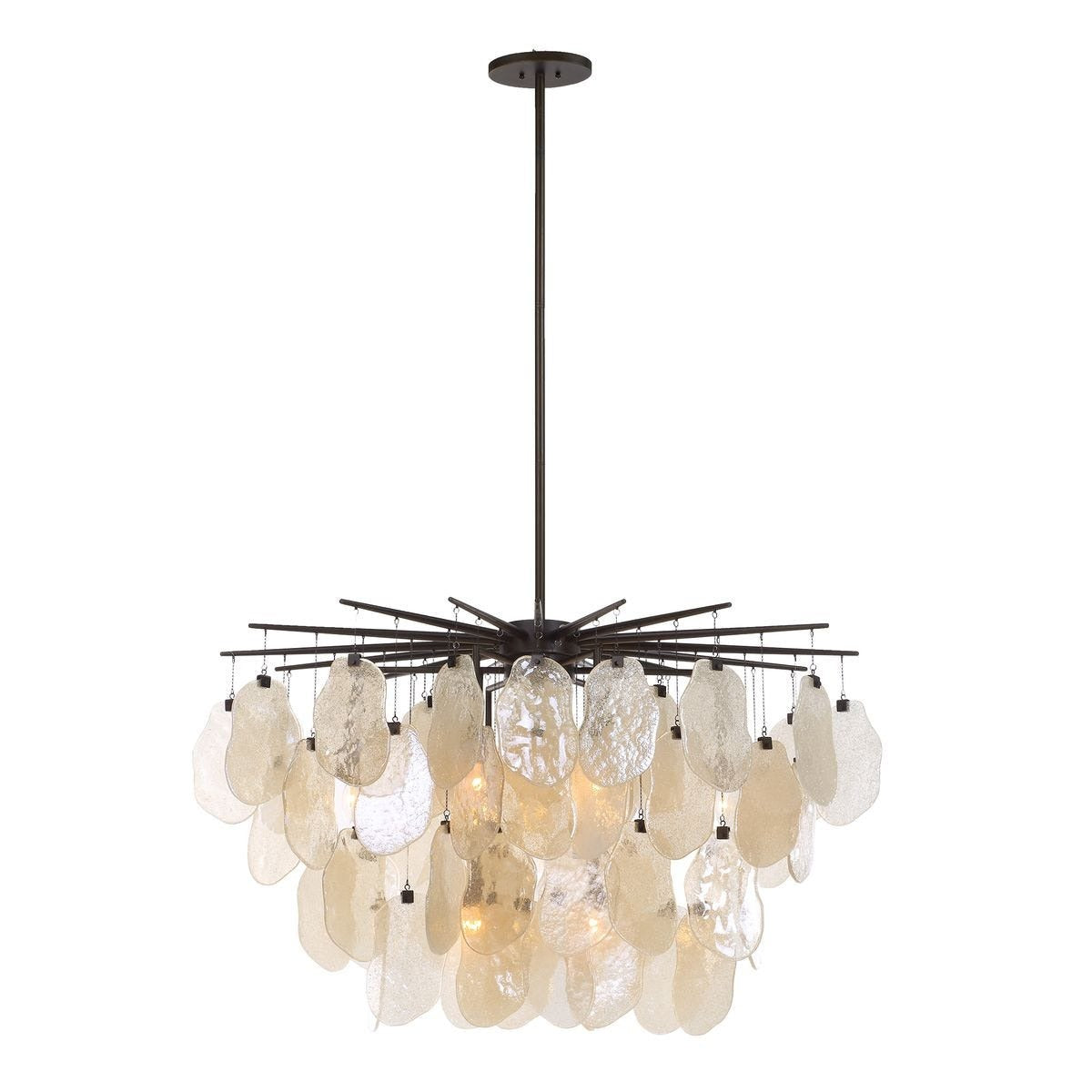 Seeded Shield 8 Light Chandelier – Champagne