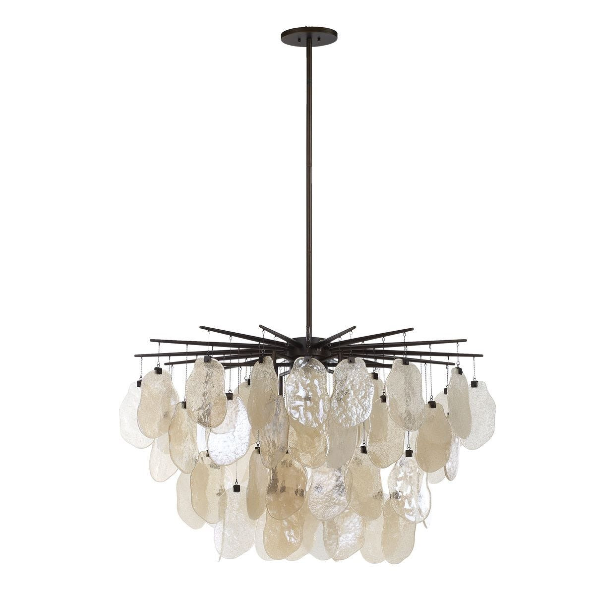 Seeded Shield 8 Light Chandelier – Champagne