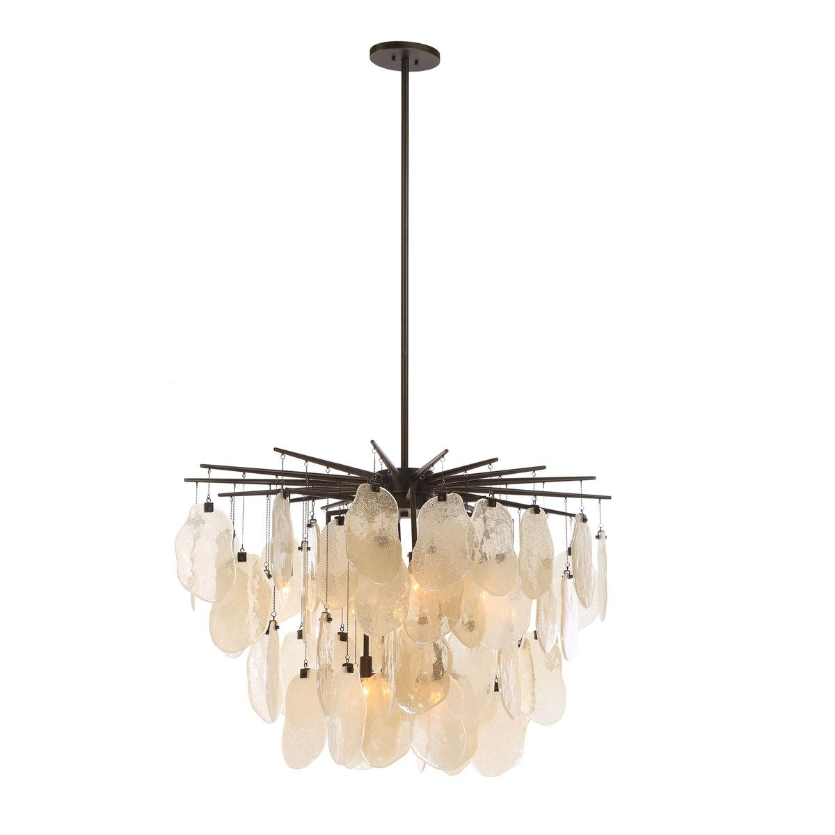 Seeded Shield 8 Light Chandelier – Champagne