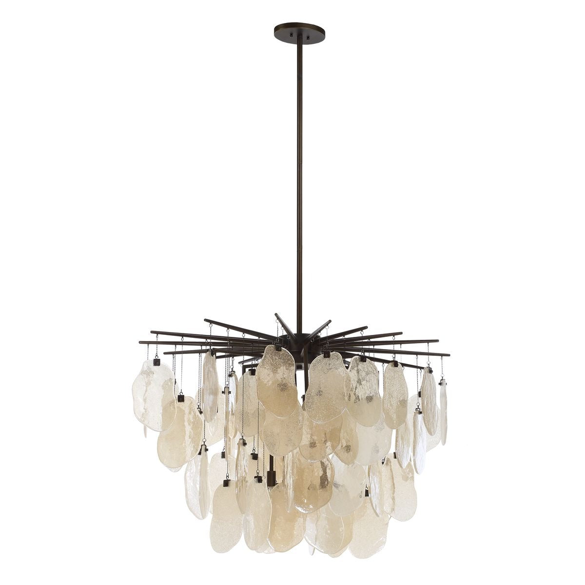 Seeded Shield 8 Light Chandelier – Champagne