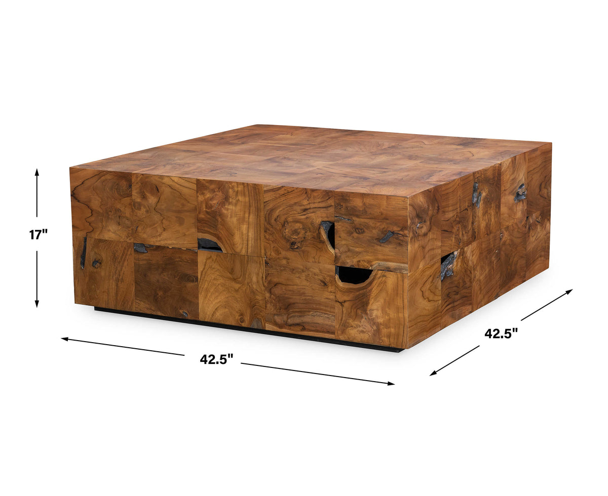 Teak Tac Toe Coffee Table – Caramel